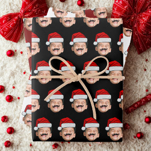 Cadeauverpakking met babygezicht, Kerstmanhoed Ker Inpakpapier Vel