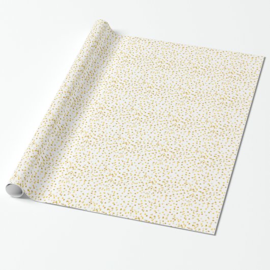 Cadeauverpakking met gouden harten confetti cadeaupapier (Uitgerold)