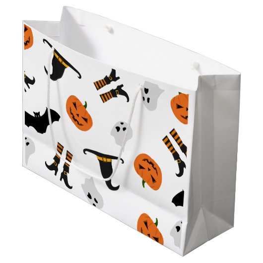 Cadeauverpakking met Halloween Patroon Groot Cadeauzakje (Voorkant Gekanteld)