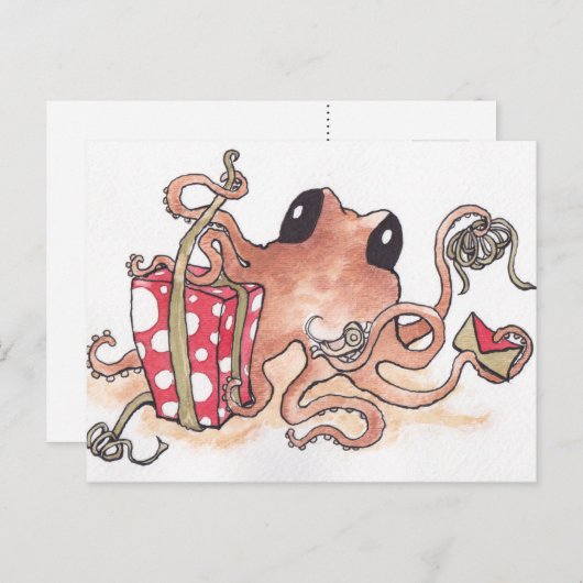 Cadeauverpakking Octopus Briefkaart (Voorkant / Achterkant)