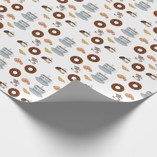 Cadeauverpakking Papier Koffie Donuts (Hoek)