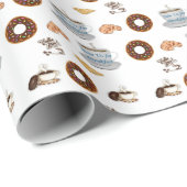 Cadeauverpakking Papier Koffie Donuts (Rol Hoek)