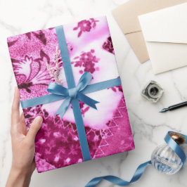 Cadeauverpakking Papier Roll Roze Wit Bloemen Quil