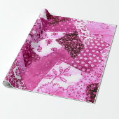 Cadeauverpakking Papier Roll Roze Wit Bloemen Quil (Uitgerold)