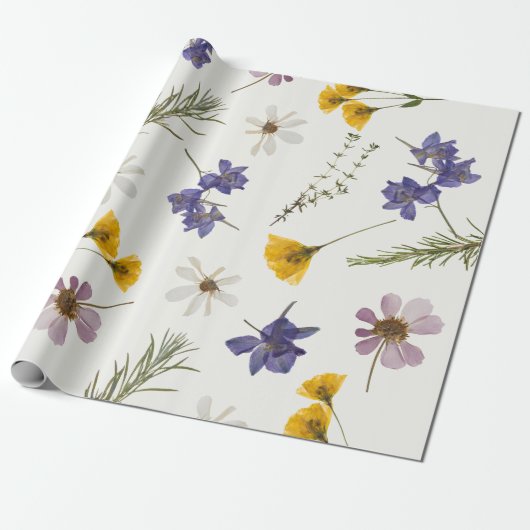 Cadeauverpakking Papier Wildflower Bloemen Tuin Fe (Uitgerold)