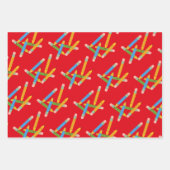 Cadeauverpakking, pennen, potloden en schoolspulle inpakpapier vel (Voorkant 2)