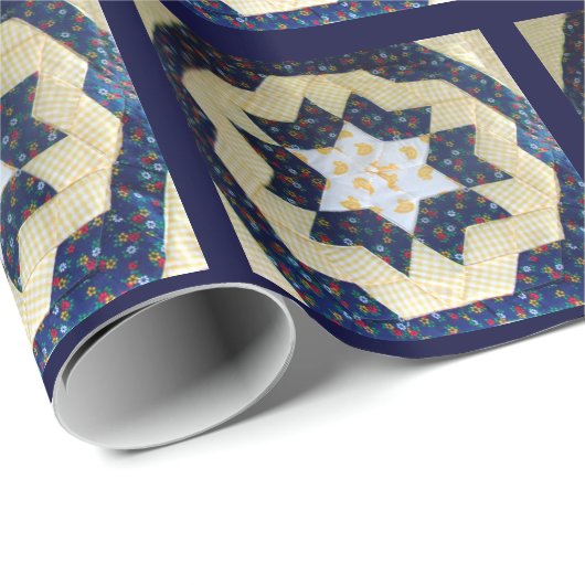 Cadeauverpakking - Quilly Star Flower Pattern Cadeaupapier (Rol Hoek)