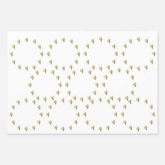 Cadeauverpakking Set - Daffodil bloesems X 3 Inpakpapier Vel (Voorkant 3)