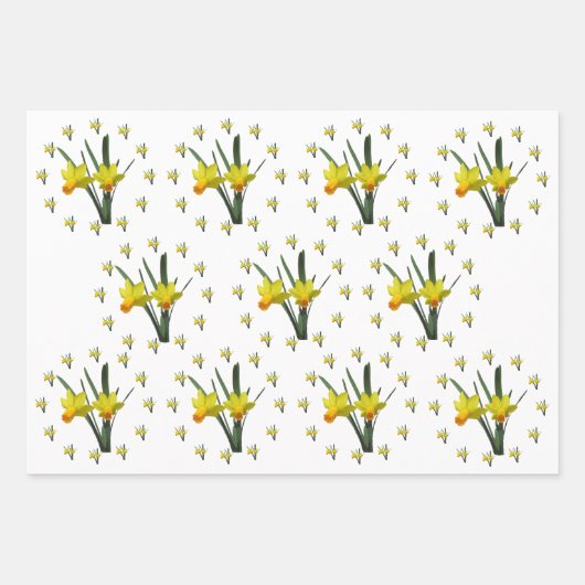 Cadeauverpakking Set - Daffodil bloesems X 3 Inpakpapier Vel (Voorkant)
