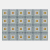 Cadeauverpakking set van drie blauwe gele salie inpakpapier vel (Voorkant)