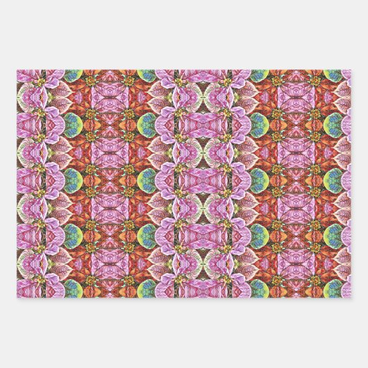 Cadeauverpakking SG Rood & Roze Poinsettias Inpakpapier Vel (Voorkant 3)