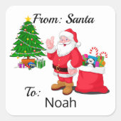 Cadeauverpakking sticker van kerstman kind naam (Voorkant)
