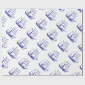 cadeauverpakking Verpakking papier Blauwe zeilboot (Vlak)