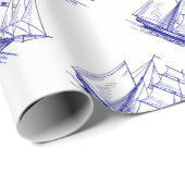 cadeauverpakking Verpakking papier Blauwe zeilboot (Rol Hoek)