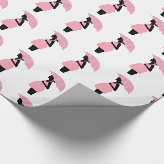 Cadeauverpakking voor babyfeest, roze zwarte zwang cadeaupapier (Hoek)