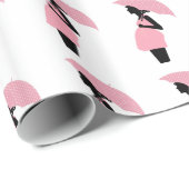 Cadeauverpakking voor babyfeest, roze zwarte zwang cadeaupapier (Rol Hoek)