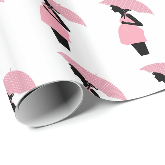 Cadeauverpakking voor babyfeest, roze zwarte zwang cadeaupapier (Rol Hoek)