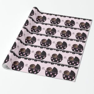 Cadeauverpakking voor babyshower van etnisch meisj cadeaupapier