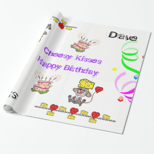 Cadeauverpakkings Papier Kaas Muis Hart Gelukkig V