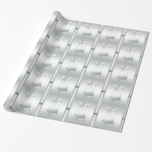 Cadeauverpakkings papier voor jongensdoop (Uitgerold)