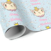 Cadeauverpakkings papier voor kat verjaardag (Rol Hoek)
