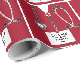 Cadeauverpakkpapier verpleegkundige afstuderen cadeaupapier