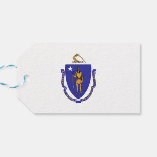 Cadeauvlag met Label van de staat Massachusetts, V Cadeaulabel