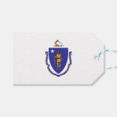 Cadeauvlag met Label van de staat Massachusetts, V Cadeaulabel (Voorkant (Horizontaal))