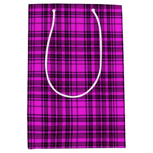 CADEAUWIKKEL ROZE ZWART GERUITE PLAID MEDIUM CADEAUZAKJE (Voorkant)