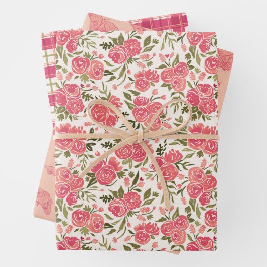 Cadeauwinkelset Moderne Rozentuin Inpakpapier Vel (In situ)