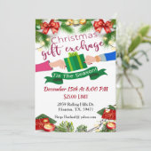 Cadeauwisseling Dit Het Seizoen Kerstmis Uitnodigi Kaart (Staand voorkant)