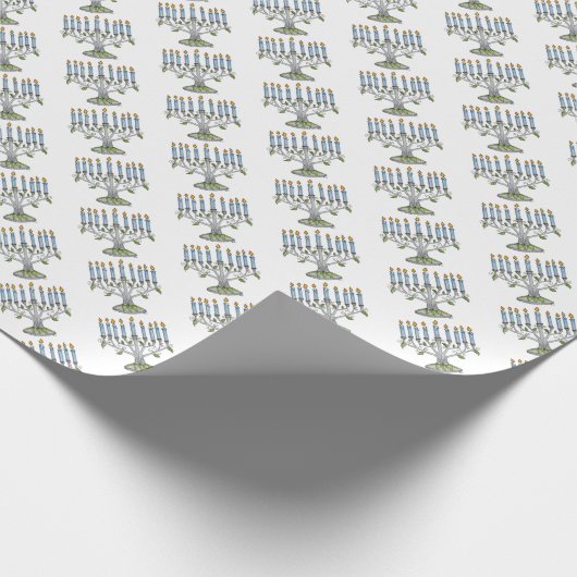 Cadeauwrap Roll - Chanoeka - Menorah Cadeaupapier (Hoek)