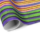Cadeauwrap Roll Groen, Rood, Gele Strepen Cadeaupapier (Rol Hoek)