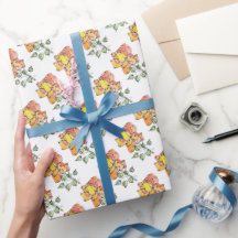 Cadeauwrap Roll - NGA Waterverf Oranje Rozen