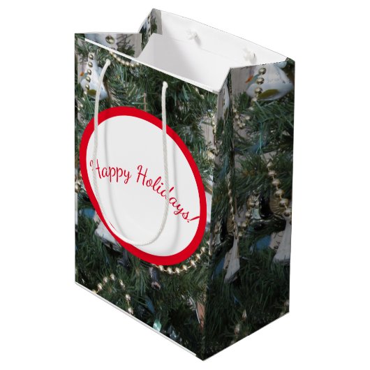 Cadeauzak - Antiek Santa Ornament Medium Cadeauzakje (Achterkant Gekanteld)