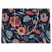 Cadeauzak - Boho Bold Bloemen Blauw Groot Cadeauzakje (Voorkant)