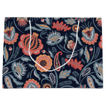 Cadeauzak - Boho Bold Bloemen Blauw