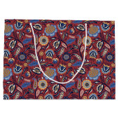 Cadeauzak - Boho Bold Bloemen Rood Groot Cadeauzakje (Achterkant)