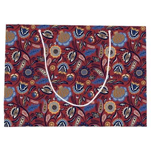 Cadeauzak - Boho Bold Bloemen Rood Groot Cadeauzakje (Achterkant)