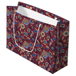 Cadeauzak - Boho Bold Bloemen Rood Groot Cadeauzakje