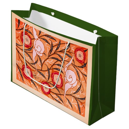 CADEAUZAK CHINEES BLOEMPATROON IN SINAASAPPEL GROOT CADEAUZAKJE (Voorkant Gekanteld)