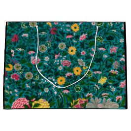 CADEAUZAK CHINEES BLOEMPATROON ZWART EN GROEN GROOT CADEAUZAKJE