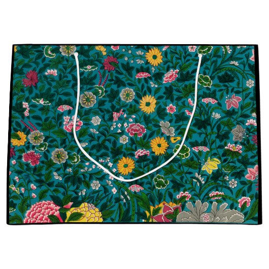 CADEAUZAK CHINEES BLOEMPATROON ZWART EN GROEN GROOT CADEAUZAKJE (Voorkant)