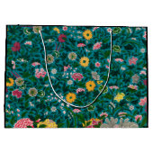 CADEAUZAK CHINEES BLOEMPATROON ZWART EN GROEN GROOT CADEAUZAKJE (Achterkant)