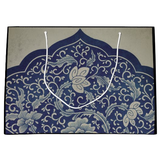 CADEAUZAK CHINEES PATROON ZWART EN BLAUW GROOT CADEAUZAKJE (Voorkant)