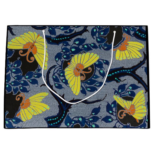 CADEAUZAK CHINEES VLINDERPATROON BLAUW EN ZWART GROOT CADEAUZAKJE (Voorkant)