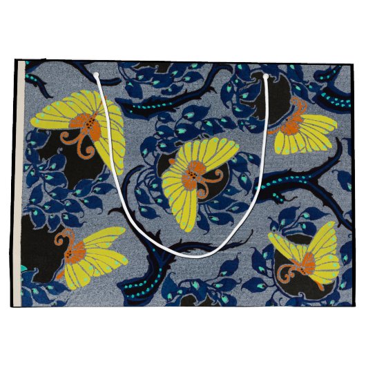 CADEAUZAK CHINEES VLINDERPATROON BLAUW EN ZWART GROOT CADEAUZAKJE (Achterkant)