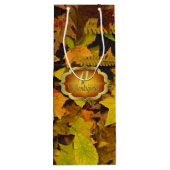 Cadeauzak - Herfstbladeren Happy Thanksgiving Wijn Cadeautas (Achterkant)