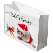 CADEAUZAK KERST BULLDOG MET SINAASAPPEL TABBY GROOT CADEAUZAKJE (Voorkant Gekanteld)