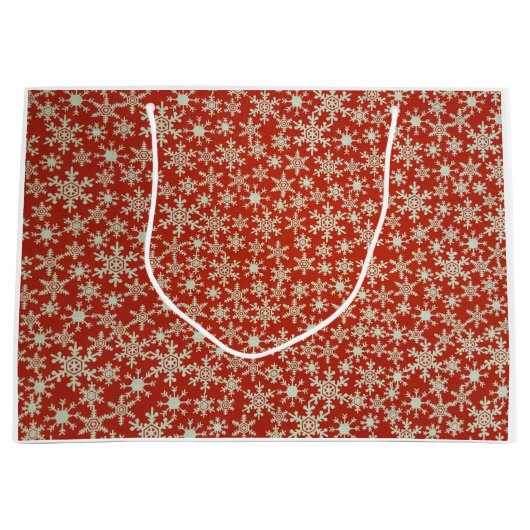 CADEAUZAK KERSTMIS SNEEUWVLOKKEN IN ROOD GROOT CADEAUZAKJE (Voorkant)